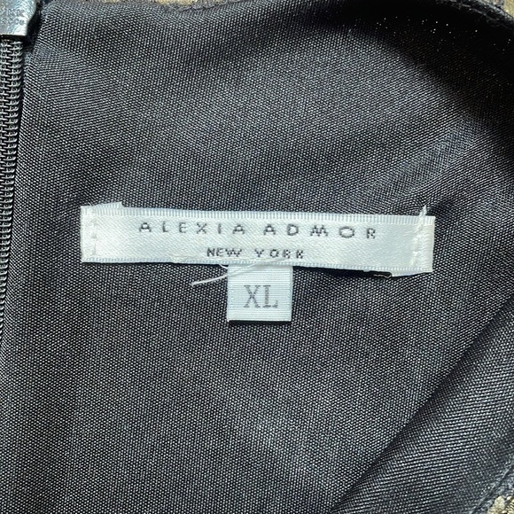 Alexia Admor Dress Sleeveless Bodycon Midi Leopard Animal Print Gold Green Large - Picture 10 of 12